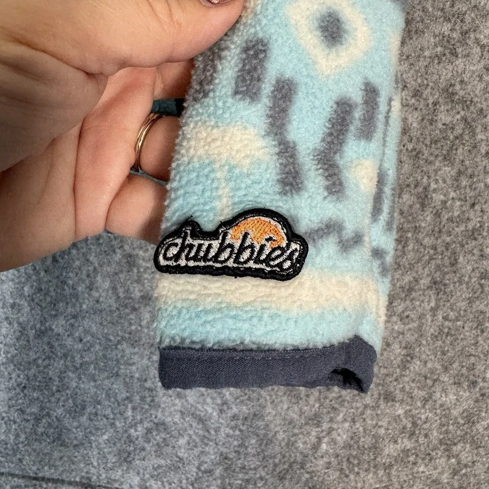 Chubbies Fleece Sweater Mens Medium Blue Printed Geometric Western‎ Fair Isle